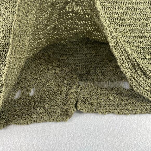 Millau olive green open knit distressed pull over sweater size Small 100% Cotton - Picture 4 of 10